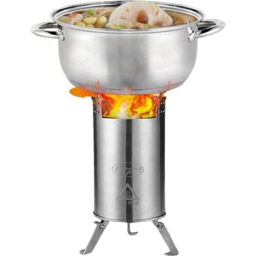Outdoor Firewood Stove USB Charging 3 Adjusable Levels Stove Stainless Steel Furnace Charcoal Stoves For Camping Barbecue Grill