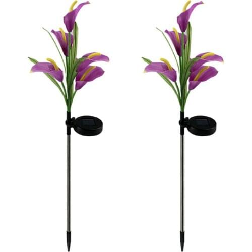 Outdoor Light Upgrade White Calla Lily Garden Lights For Decoration Powered By Solar Artificial Flower LED Lamp
