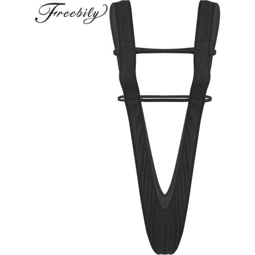 Women Erotic One-piece Bodysuit Minimal Cover V Shaped Hollow Out G-String Bikini Slingshot Monokini Hot Sexy Lingerie Nightwear