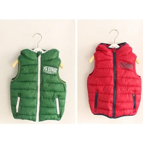 Baby Boys Girls Winter Hooded Waistcoat Boys Girls Warm Thicken Vest Windbreaker Outerwear Jacket Child Winter Coat