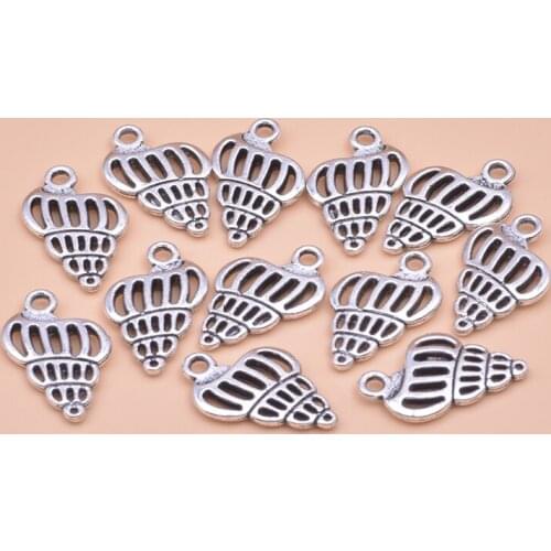 10pcs/lot 15*20mm Antique Silver Sea Conch shape charms Pendant for DIY bracelet Necklace Jewelry Accessories