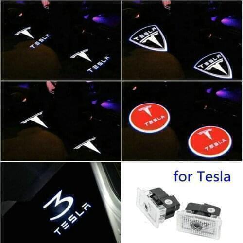 2pcs For Tesla MODEL 3 MODEL X S Y 2016 2017 2018 2019 2020 2021 LED Car Door Welcome Light Projector Logo Ghost shadow Lamp