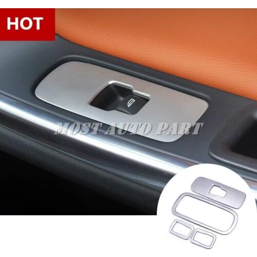 Stainless Car Door Window Button Frame Trim Cover 4pcs For VOLVO S60 2011-2017 Car accesories interior Car decoration