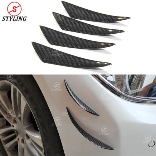 Carbon Fiber Canard Fins Splitter Kit Trim For all Auto model Front Bumper lip Exterior Trim glossy black 4 pcs car styling