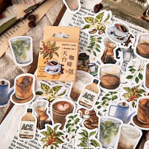 46pcs Rooftop Coffee Stickers Set 44mm Mini Leisure Drink Time Sticker DIY Decoration kids Gift Seal Diary book Album Frame F418