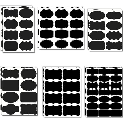 48Pcs/Set Spice Stickers Kitchen Label Stickers For Jar Waterproof Chalkboard Bottles Tags Blackboard Labels Stickers Marker Pen