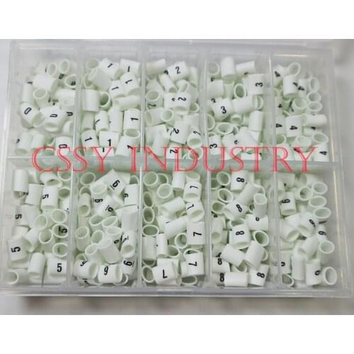 500pcs/box 4.0mm2 -6.0mm2 10 different number white color 0-9 cable marker set