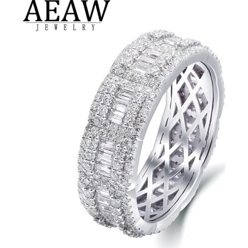 AEAW 3.2ct DColor Baguette Cut Moissanite Engagement Wedding Band Rings Test Positive Pass Diamond Tester Solid 14k White Gold