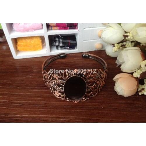 Free shipping!!!!18x25 mm Antique Copper Filigree Oval Cuff Bracelet Bezel Adjustable Bracelet