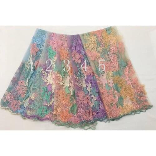 Free shippi New pattern 5yards RFJJ09# 5 colour embroidery and beaded wedding gauze for bridal wedding dress/sawing