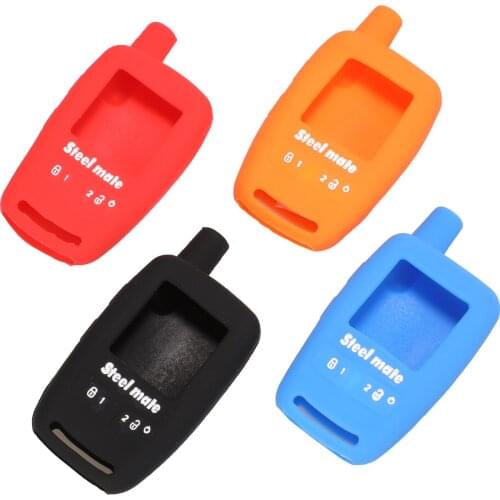 Bilchave 10pcs Remote Car Key Fob Case Silicone Cover For Steel Mate Iron General Red Bat 8006 Car Alarm Smart Key Protection