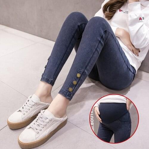 Jeans Maternity Clothes For Pregnant Women Pencil Pants High Stretch Jeans Pants Pregnancy Clothing Spring Skinny Button Jeans