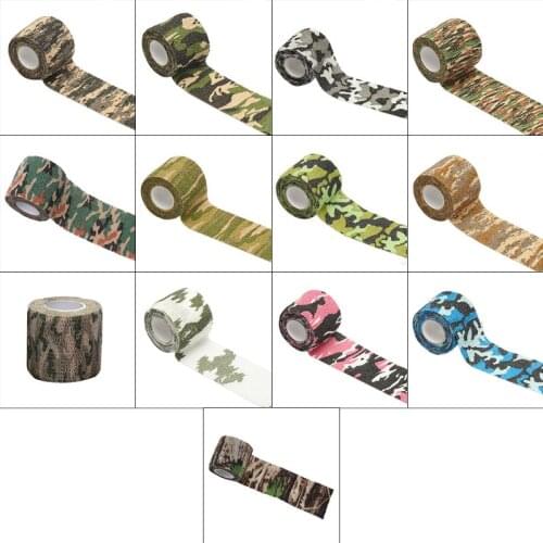 10 Rolls Woodland Camouflage Self-Adhesive Bandage Non-Woven Fabric Elastic Tape