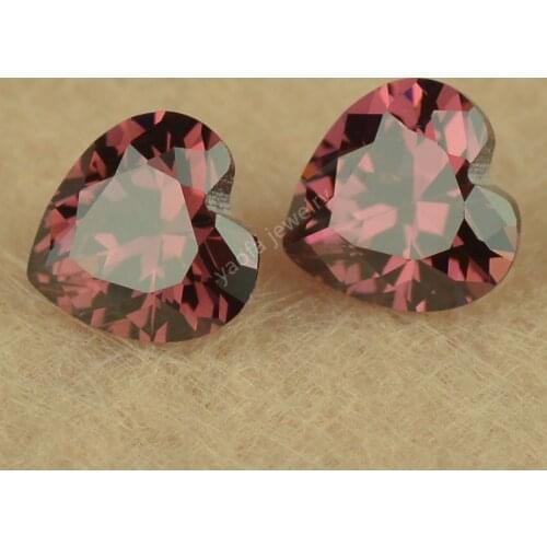 Hot Sale 3*3~10*10mm 5A Light Rhodolite Color Lab Created Cubic Zircon Stone Heart Shape Loose CZ Synthetic Gems For Jewelry DIY