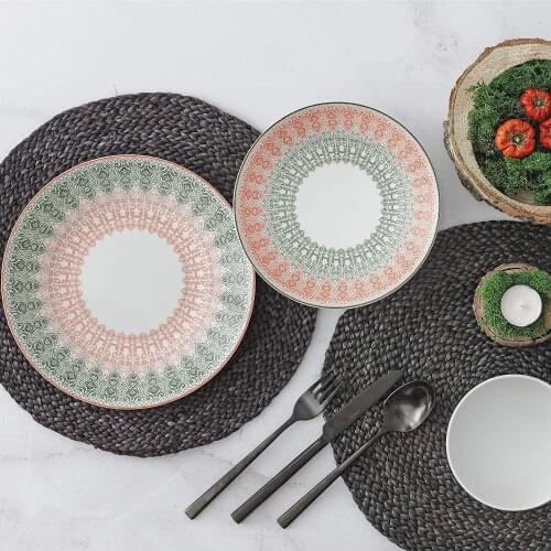 Gural Porselen 24 Pieces Athens Dinner Set-ATN24YS9205404-6 Pcs of Service Plate-6 Pcs Dining Plate-6 Pcs Cake Plate-6 Bowls