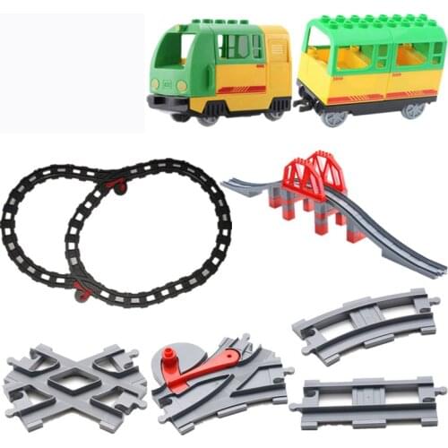 Electric Locomotive Train Toys Large Particles Building Blocks Compartment Accessories Compatible Duploed Children Gift