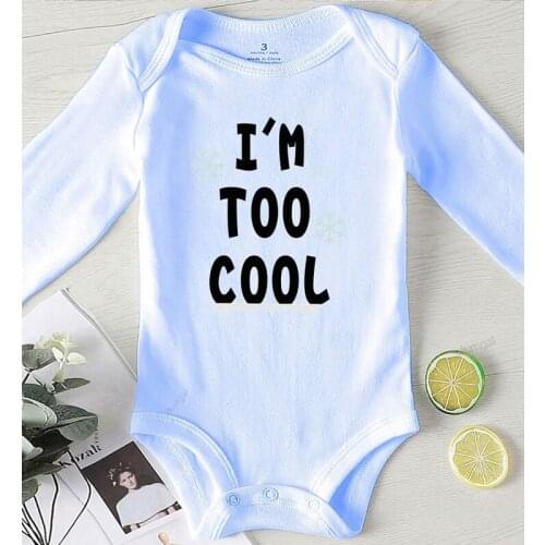 Jumpsuit Kids Autumn Outfits for Girl Infant Onesies I'm Too Cool Letter Printed Toddler Romper Boy Winter Baby Clothes