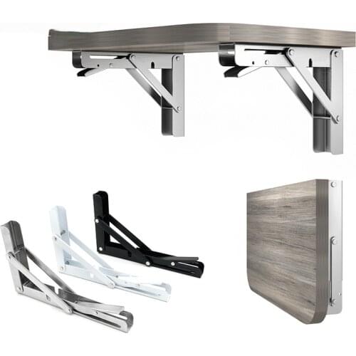 2PCS 8-16Inch Stainless Steel Triangle Folding Bracket White and Black Heavy Duty Bracket Wall Mounted Furniture Hardware