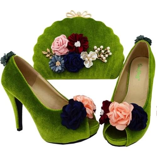 Lemon Green African Shoes and Bag Set of Italian Shoes and Handbags Set Shoes Super high heel BL002