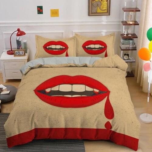 3D Mouth Print Bedding Set 2/3 Pcs 1*quilt Cover(no Comforter)+1/2*pillowcase (size:twin,Double,Full,Queen,King)