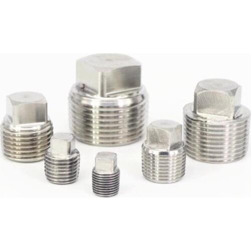1/8" 1/4" 3/8" 1/2" 3/4" 1" 1-1/4" 1-1/2" 2" NPT Male 304 Stainless Steel Square Head Plug Forged Pipe Fittings 6000 PSI