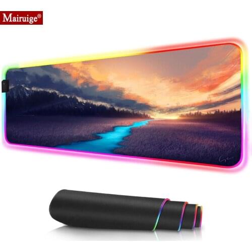 Painting Purple Lavender LED Mousepad RGB Glow Colorful Large Mouse Pad XXL Computer PC Gamer Desk Mat for Laptop Table Pads