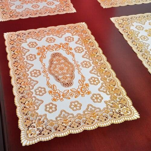 Placemat For Dining Table PVC Plastic Hollow Insulation Baroque Mediterranean Coaster Pads Table Bowl Mats Home Decor
