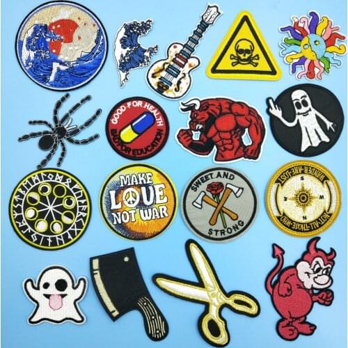 Cool Clothing Accessories Embroidered DIY Bull Spider Naughty Ghost Iron on Patch for Jacket Backpack Bag Fashion Collections