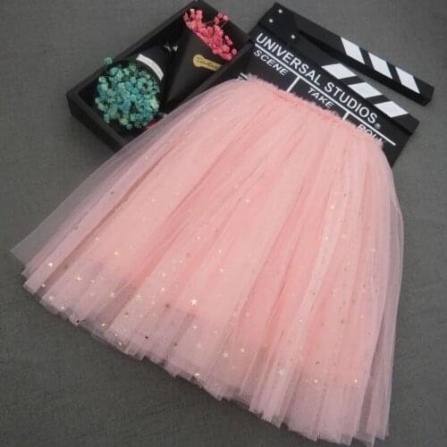 2020 Shiny Stars Summer Girls Fashion Fluffy Twinkling Stars Tutu Skirt Shiny Princess Party Tulle Skirts Girls Clothing Kids