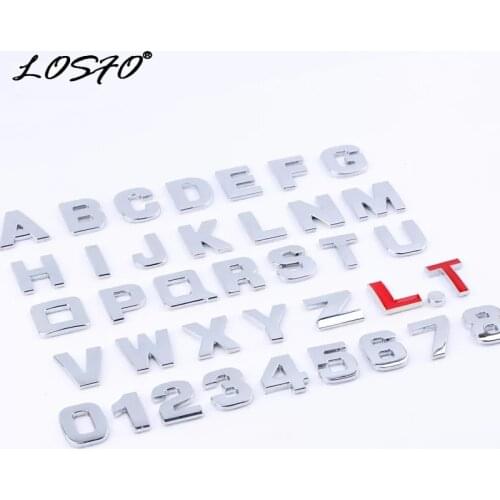 Car 25mm 3D Metal Arab Number/English Letter 1234567890. ABCDEFGHIGKLMNOPQRSTUVWXYZ Digital DIY Badge Logo decoration stickers