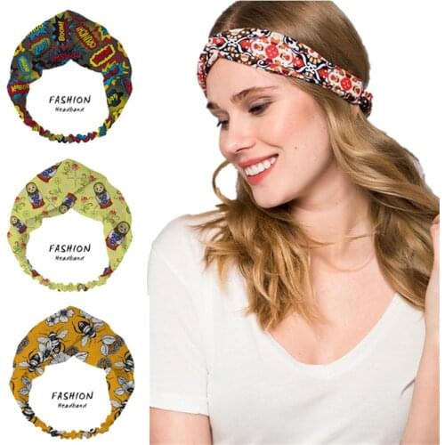 Fashion Women Summer Bohemian Hair Bands Print Headbands Retro Turban Bandage Bandanas HairBands Hair Accessories Headwrap