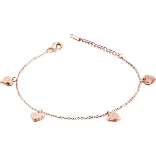 Fashion Heart-shaped Slender Anklet Stainless Steel Jewelry Woman Gift Not Fade Drop Shipping