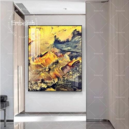 1 Pieces Nordic Golden Color Wall Art Pictures For Living Room Modern Home Decor Posters HD Spray On Canvas Paintings Posters