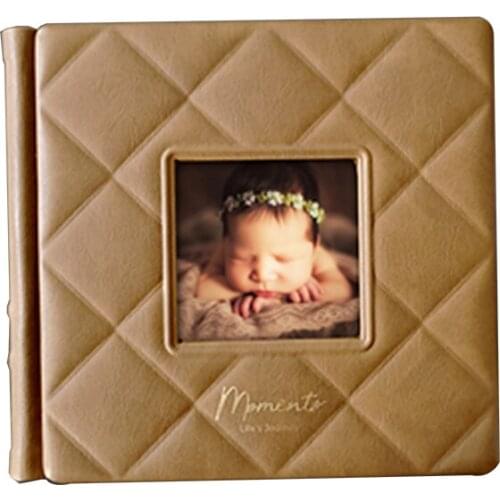 2021 New Fashion Style Luxury Pu Leather Cover Photo Book Cover Embossed Children Photo Album with Window Brown Color Suitcase