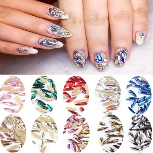 New Small Melon Seed Drop 2.5x8mm Nail Art Rhinestone 26 Color Fancy Crystal Strass 30 / 100Pcs For 3D Nail Decoration
