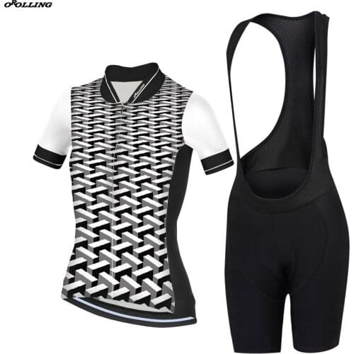 Multi New Women Cool CLASSICAL Team Cycling Set Customized Road Mountain Race OROLLING Black Gray