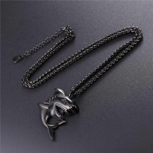 New Trendy Animal Shark Shape Pendant Necklace Mens Necklace Fashion Metal Pendant Accessories Party Jewelry