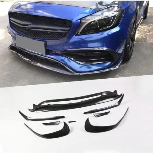 Front Bumper Splitter Canards Fins For Benz A Class W176 A200 A250 A45 AMG Side Bumper Trims 2016-2019 Car Styling 8PCS Body Kit