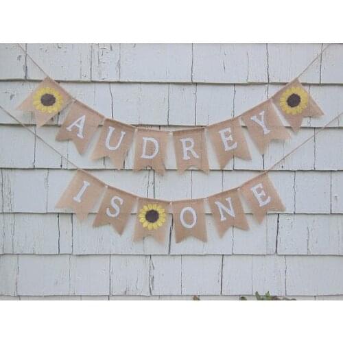 Custom name age happy 1st birthday burlap Banners Anniversary wedding Vow Renewal sign party Buntings garlands Photo Prop