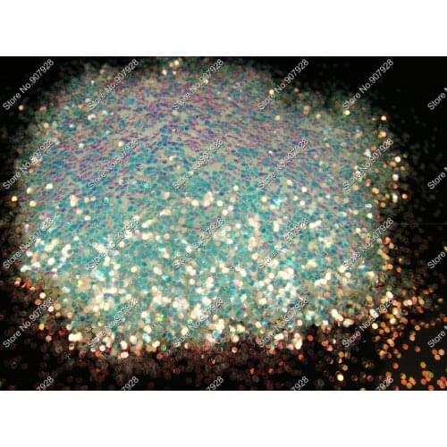 50g 1mm nail powder Iridescent white with Gold color hexagon glitter for Nail Polish Gel Decoration and make up