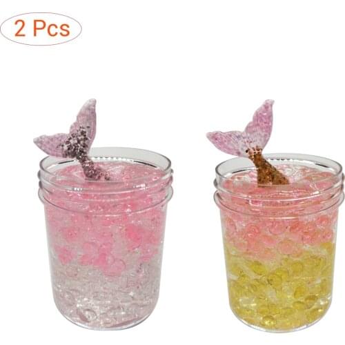 2 Pcs 120ml Colorful Fishbowl Beads Crystal Mud Multicolor Slime Toys For Kids With colored foam balls Clear Clay For Children