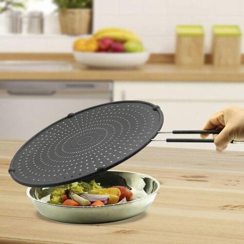 Silicone Splatter Screens Guard Nonstick Oil Grease Pan Lid Oil-Proof Splash Frying Protection Cover Kitchen Cooking Accessories