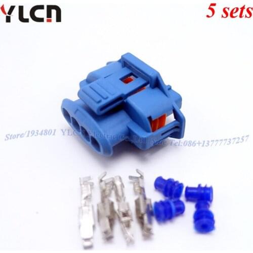Blue 5 sets New Brand 4 Pin/way Waterproof Sealed Electric auto wire connector Male Set Plug