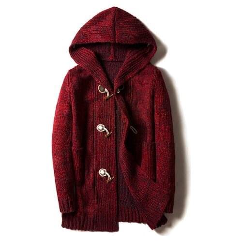 New Arrivals Autumn Winter Loose Long Mens Cardigans Sweaters Fashion Big Size Jumpers Mens Hooded Sueter Knit Sweater