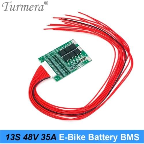 Turmera 13S 48V 54V 35A Balance BMS Battery Protected Board Separate Port for 18650 21700 Electric Bike or E-Scooter Battery Use
