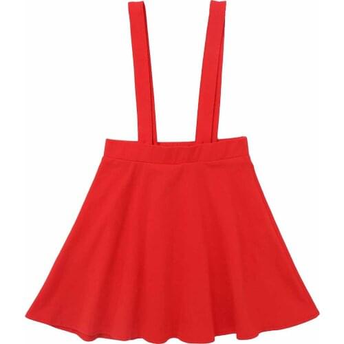 Children Girls Suspender Skirt Solid Color Adjustable Strap Skirts Casual Party Outfit Knee Length A-line Skirt Kids Clothing