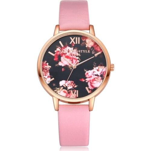 Reloj Mujer Fashion Luxury Wrist Watch for Women Stylish Embossed Flower Printed Belt Dial Watches Female Student Quartz Clock