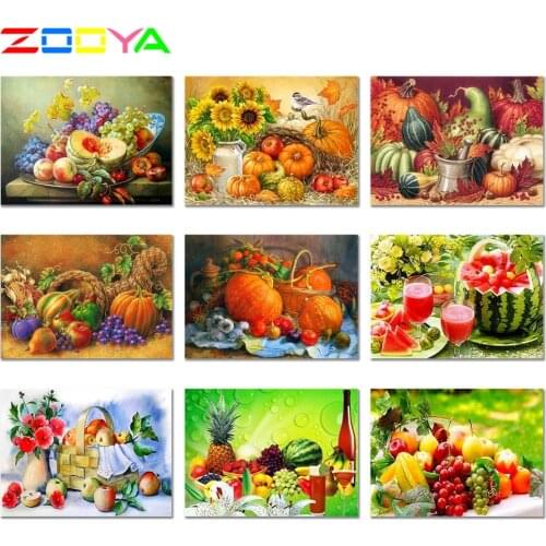 ZOOYA Full Diamond Embroidery Fruits And Vegetables 5D DIY Diamond Painting Fruit Rhinestone Mosaic Picture Home Decor