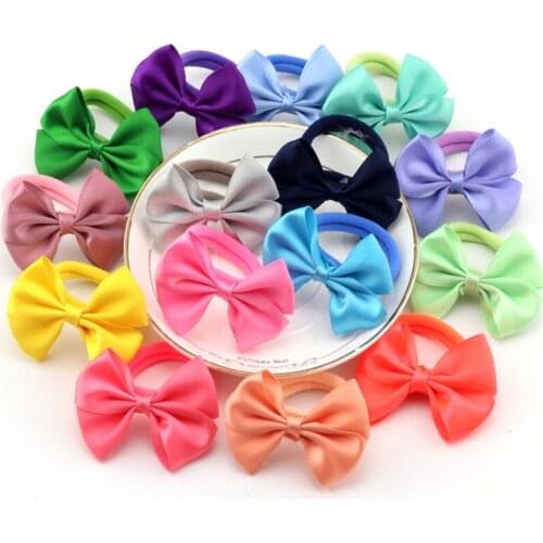 Pick 10pcs Girls Sparkling Elastic Hairbands Ribbon Bow for Hair Accessories Women Hair Ring Hair Circle Kids Bow Hairband