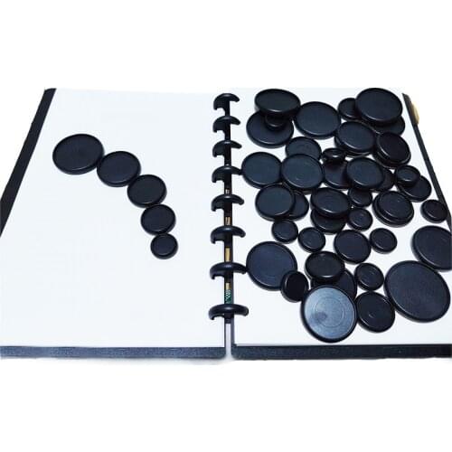 12Pcs Black Binding Discs Plastic Round Buttons Loose-leaf Coil Notebook Disc Arc T Mushroom Hole Binder Buckle Office Supplies
